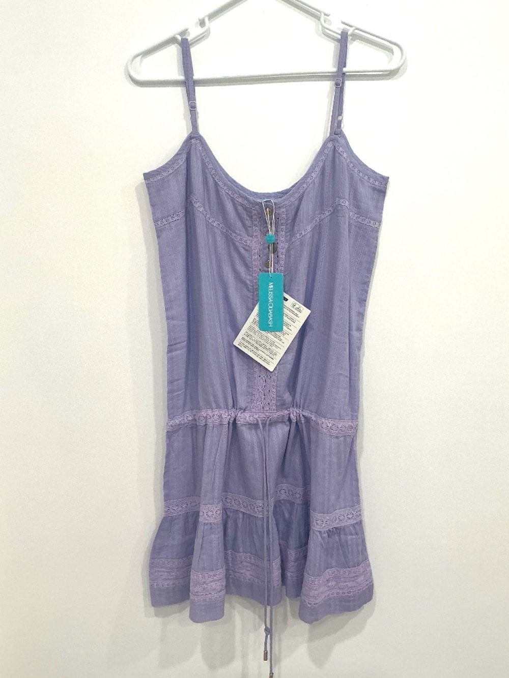 NWT! Melissa Odabash Kelly Lavender Crochet Trim Mini Dress Coverup - Size L